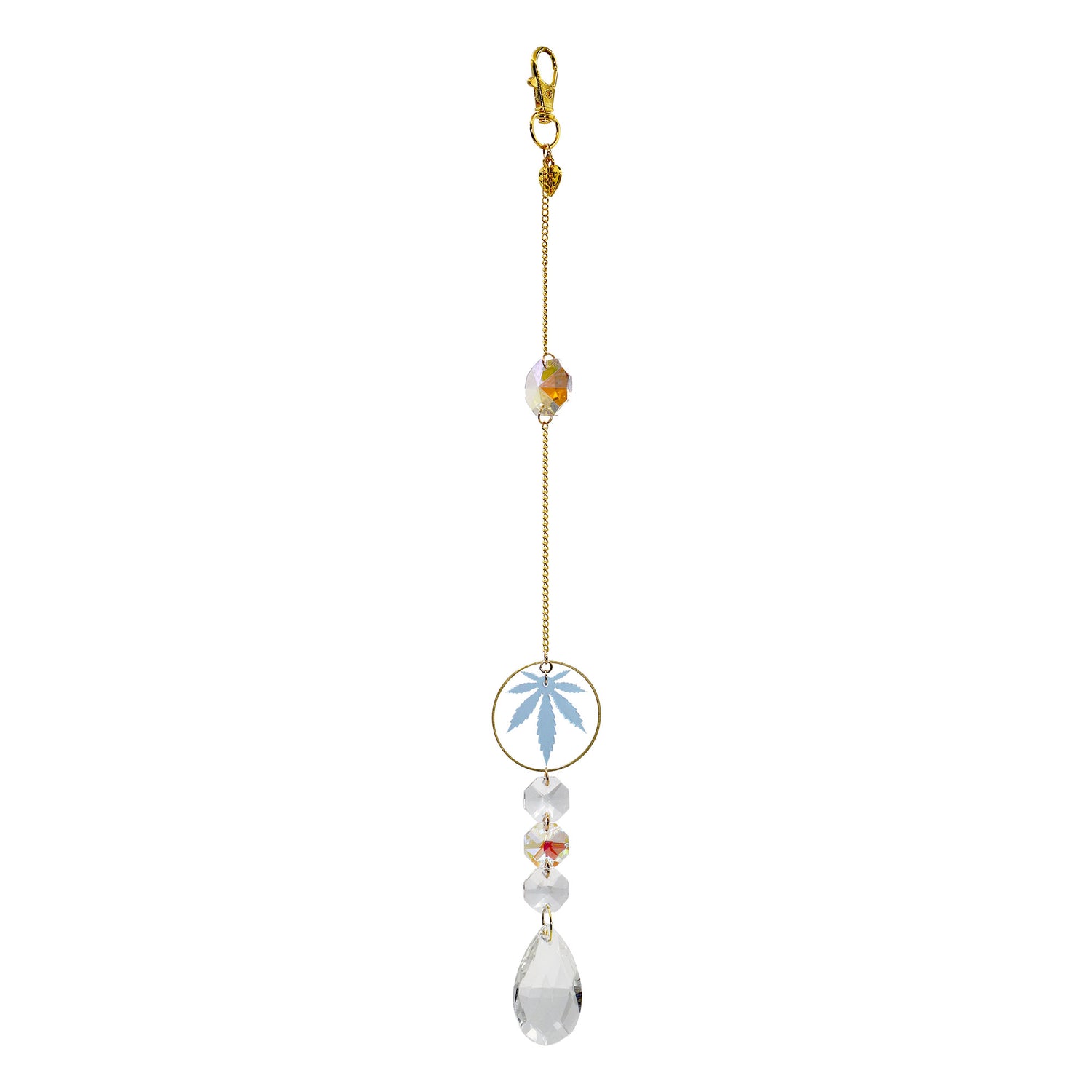 Single Strand Blue Leaf White Teardrop Sun Catcher