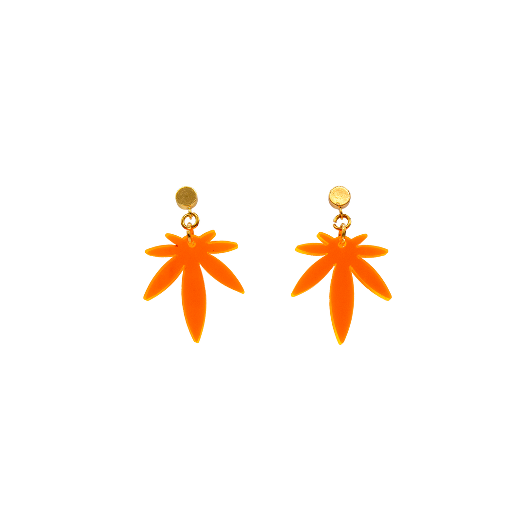 Orange Mini Leaf Acrylic Stud Earrings