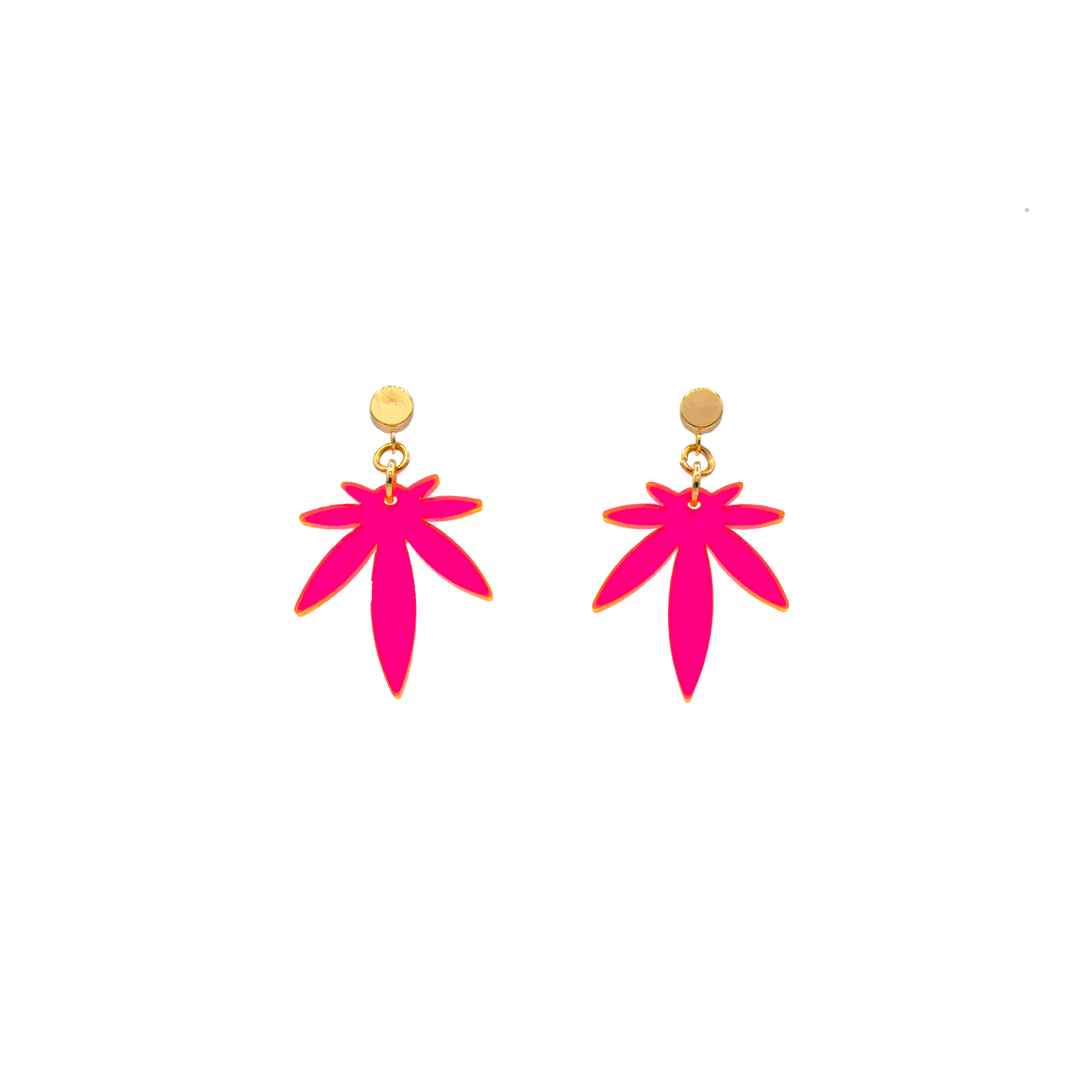 Pink Mini Leaf Acrylic Stud Earrings