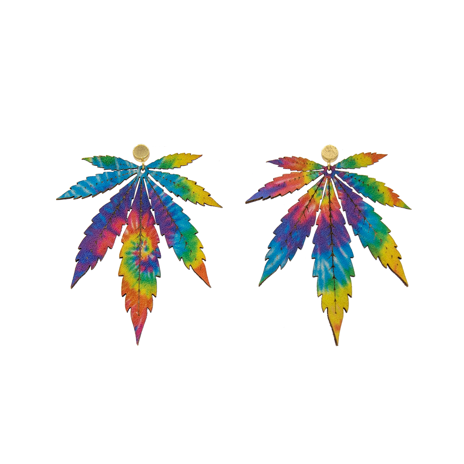 Tie-Dye Rainbow PRIDE Large Leaf Earrings