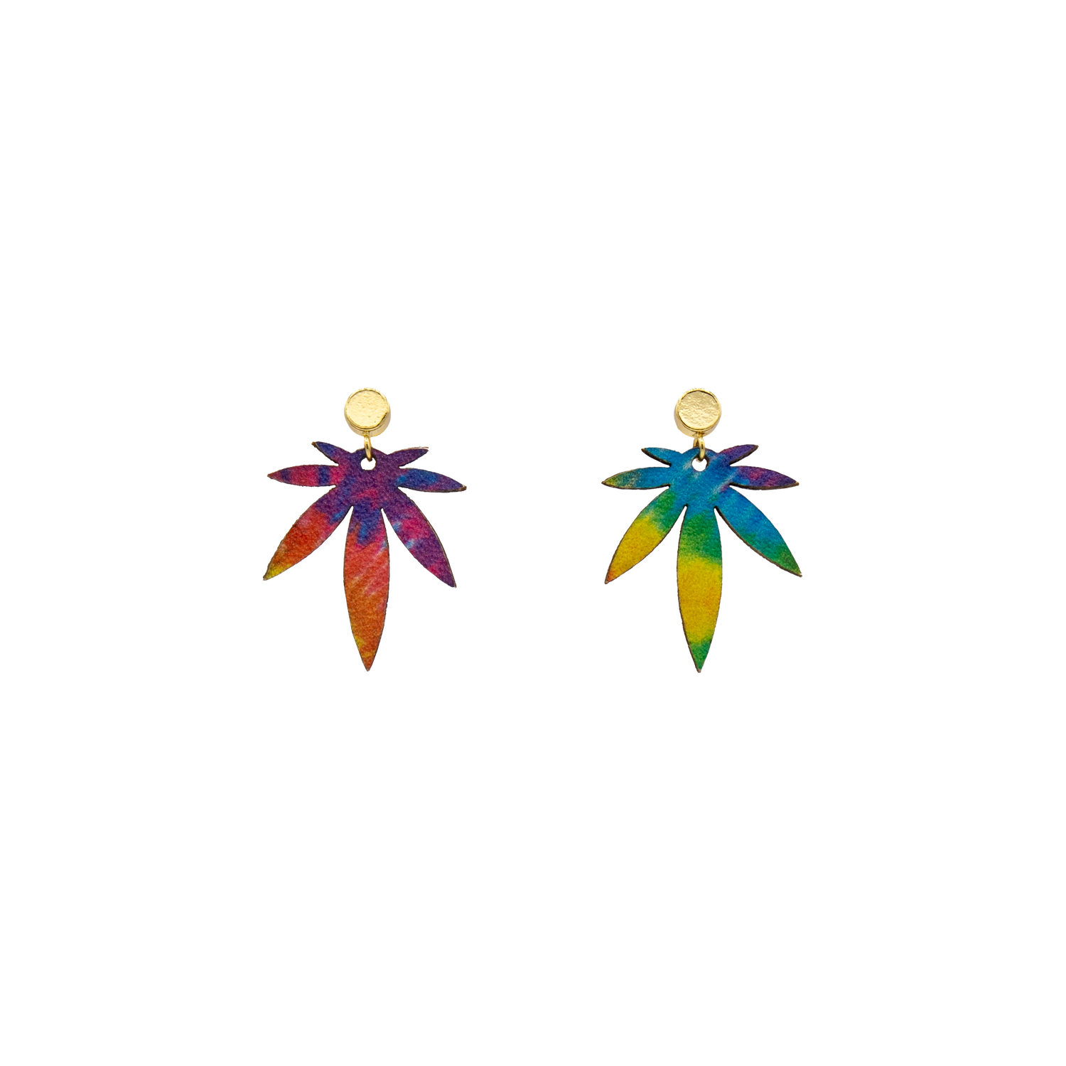 Tie-Dye Rainbow PRIDE Mini Leaf Earrings