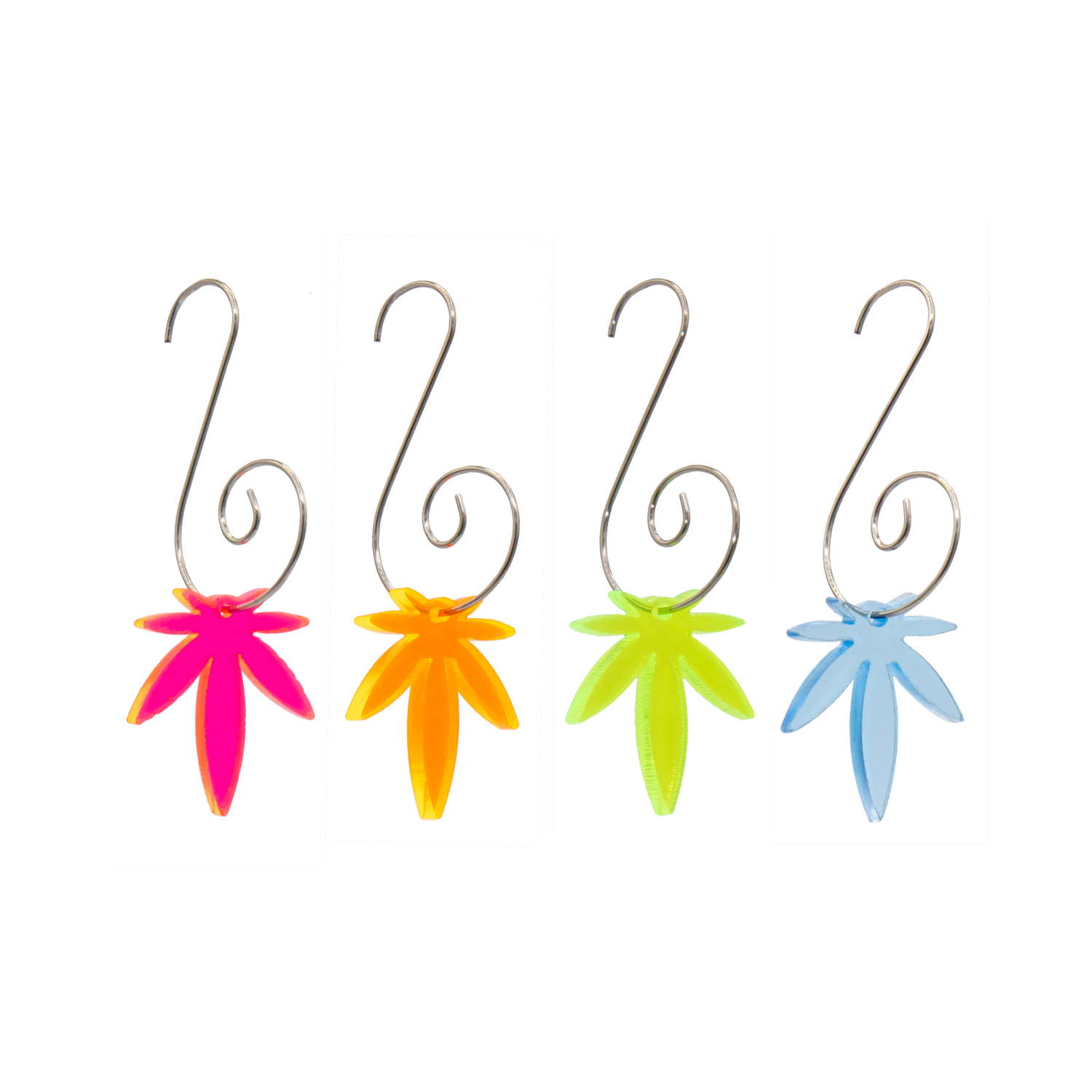 Mini Leaf Acrylic Transparent Pink Orange Green Blue Ornaments 4pk