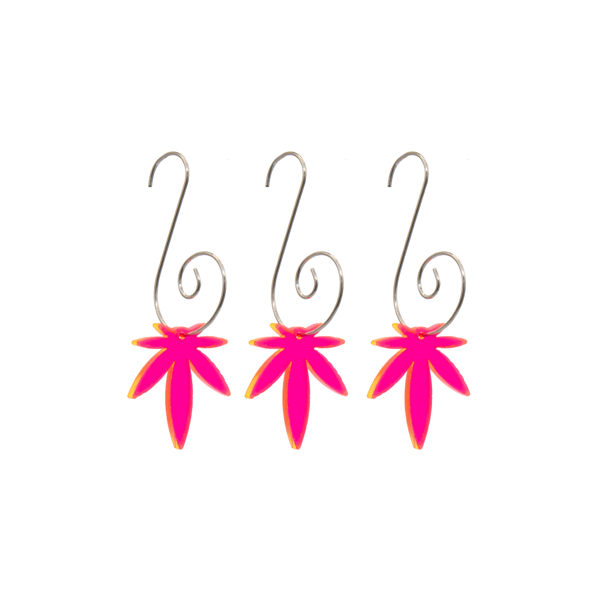 Mini Leaf Acrylic Transparent Pink Ornaments 3pk