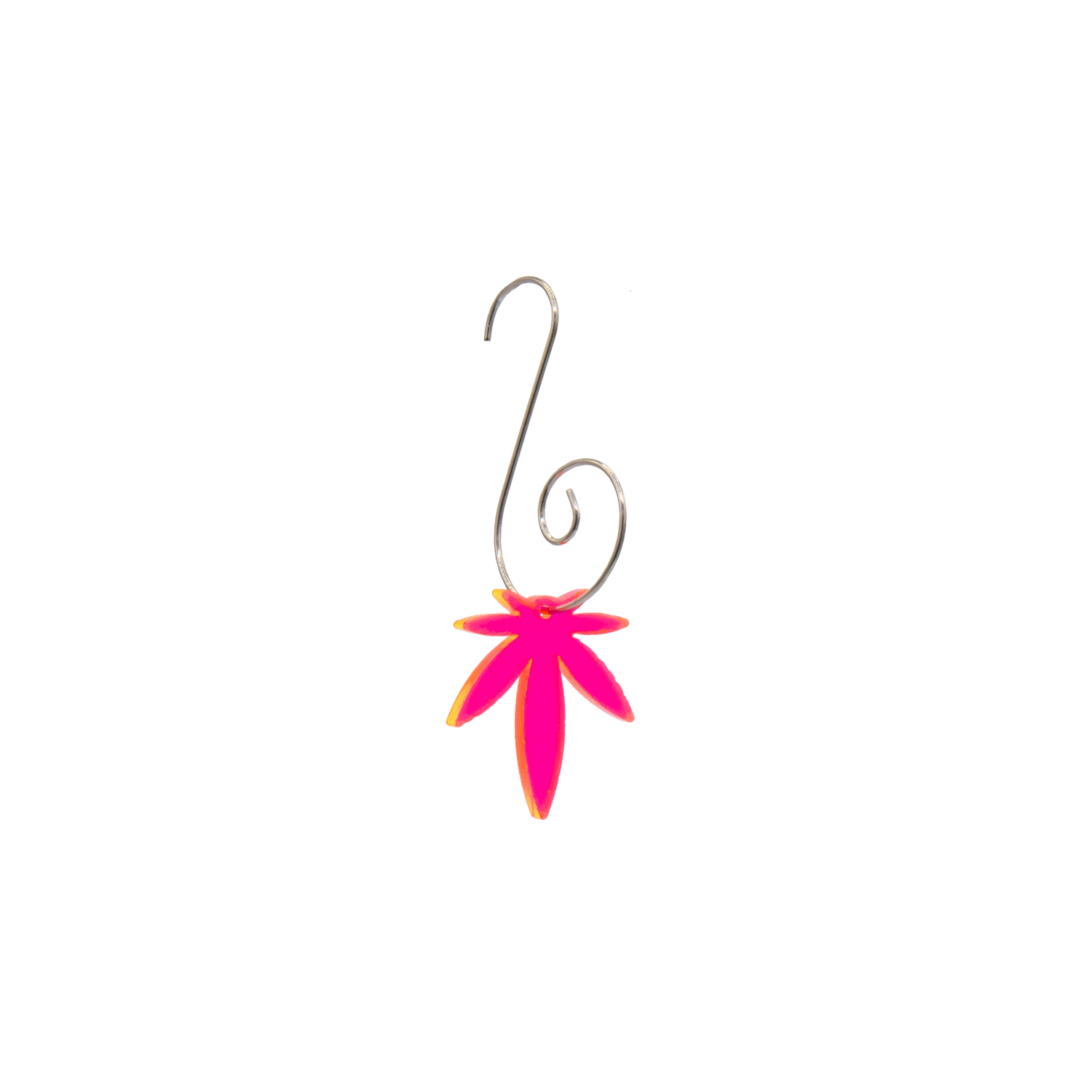 Mini Leaf Acrylic Pink Ornament 1pk