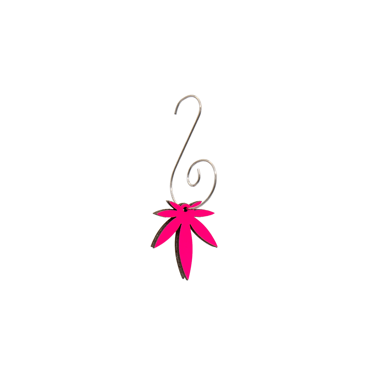 Mini Leaf Leather Neon Pink Ornament 1pk