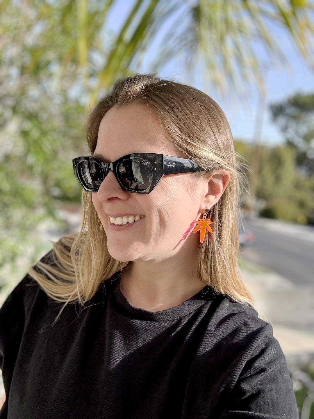 Pink Mini Leaf Acrylic Stud Earrings