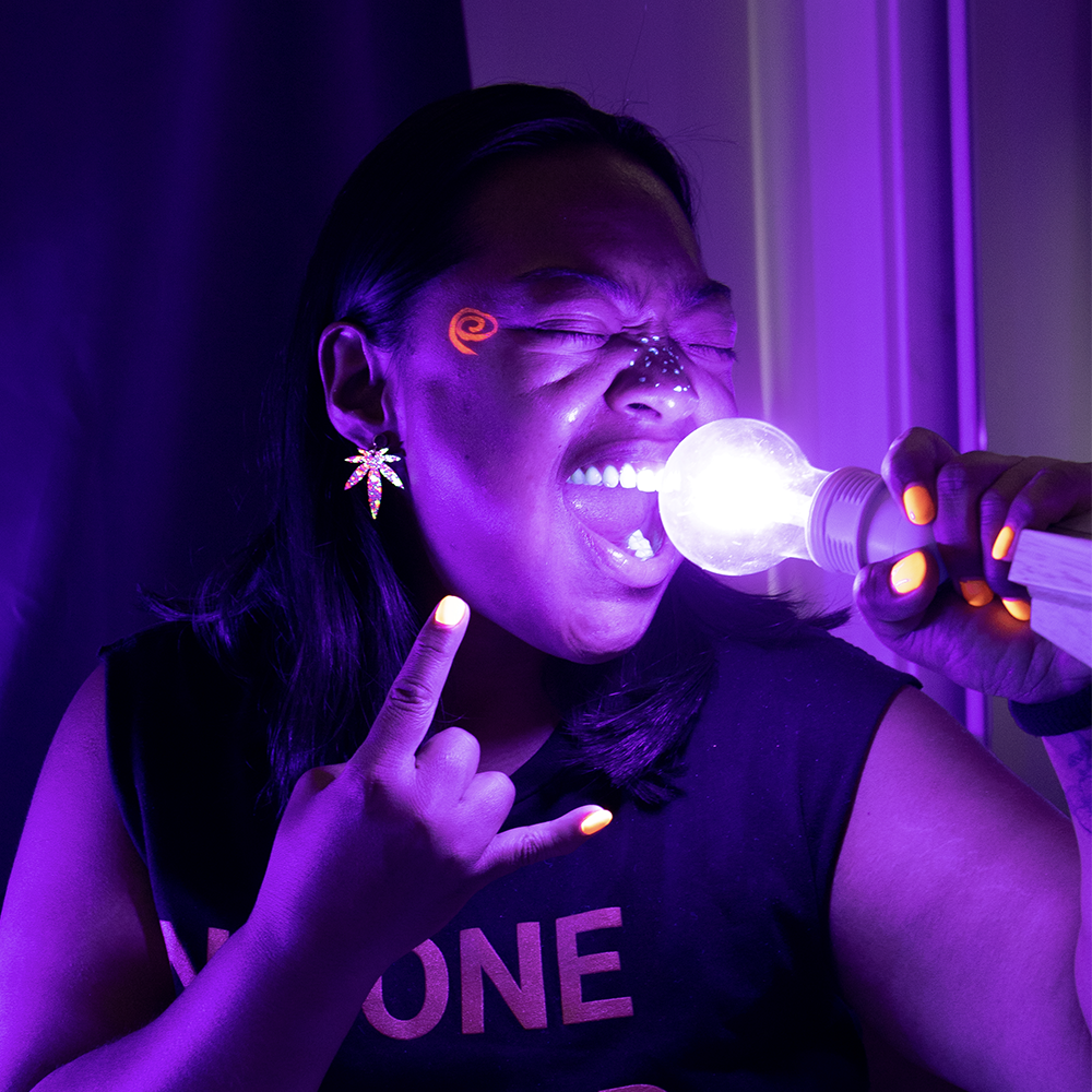 RAGE Hand-painted Mini Leaf White Vegan Leather Stud Earrings