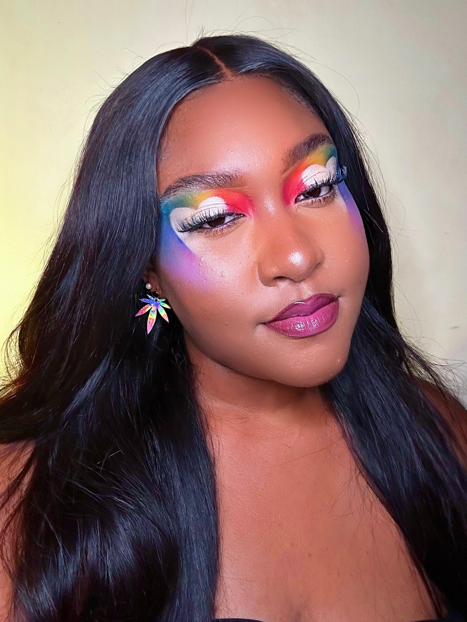 Tie-Dye Rainbow PRIDE Mini Leaf Earrings