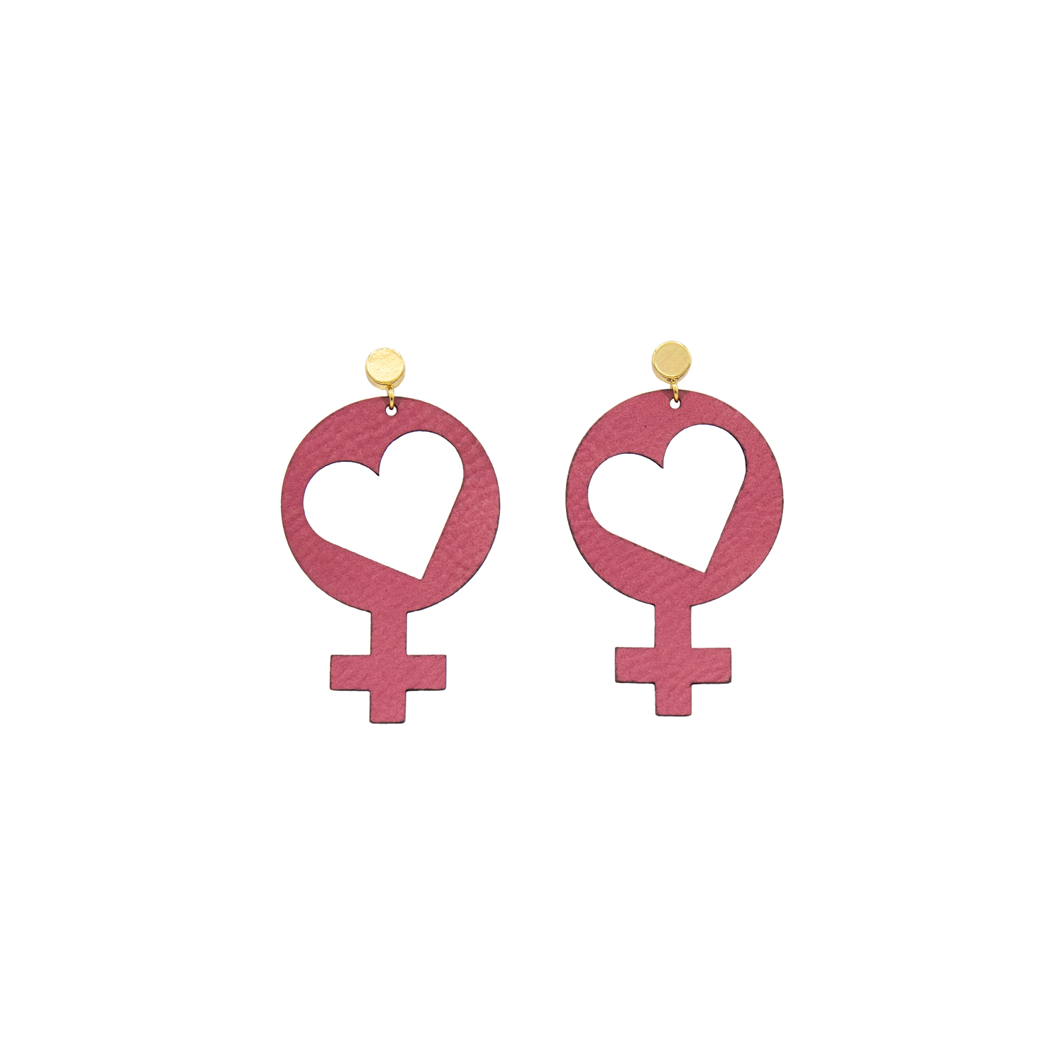 Women Love Plants Women's Symbol Heart Leather Stud Earrings