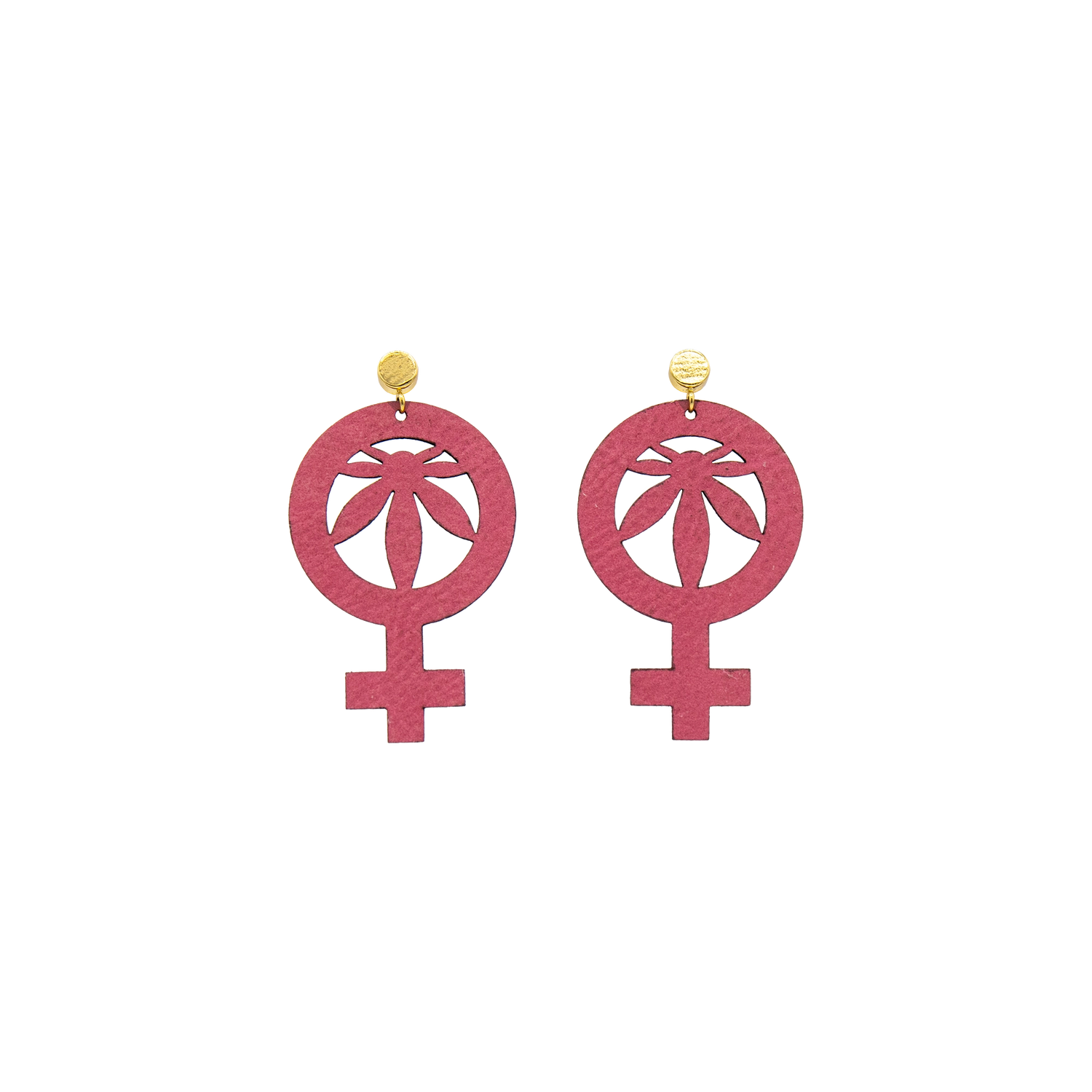 Women Love Plants Women's Symbol Mini Leaf Leather Stud Earrings