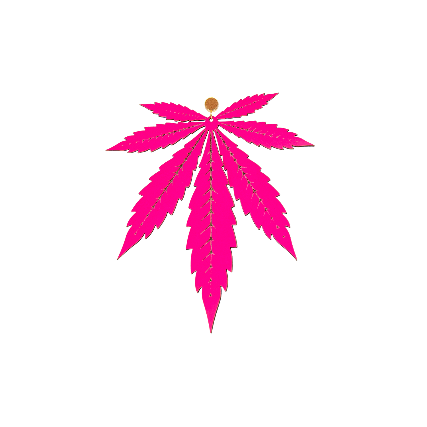 Hot Pink XL Single Leaf Italian Leather Stud Earrings