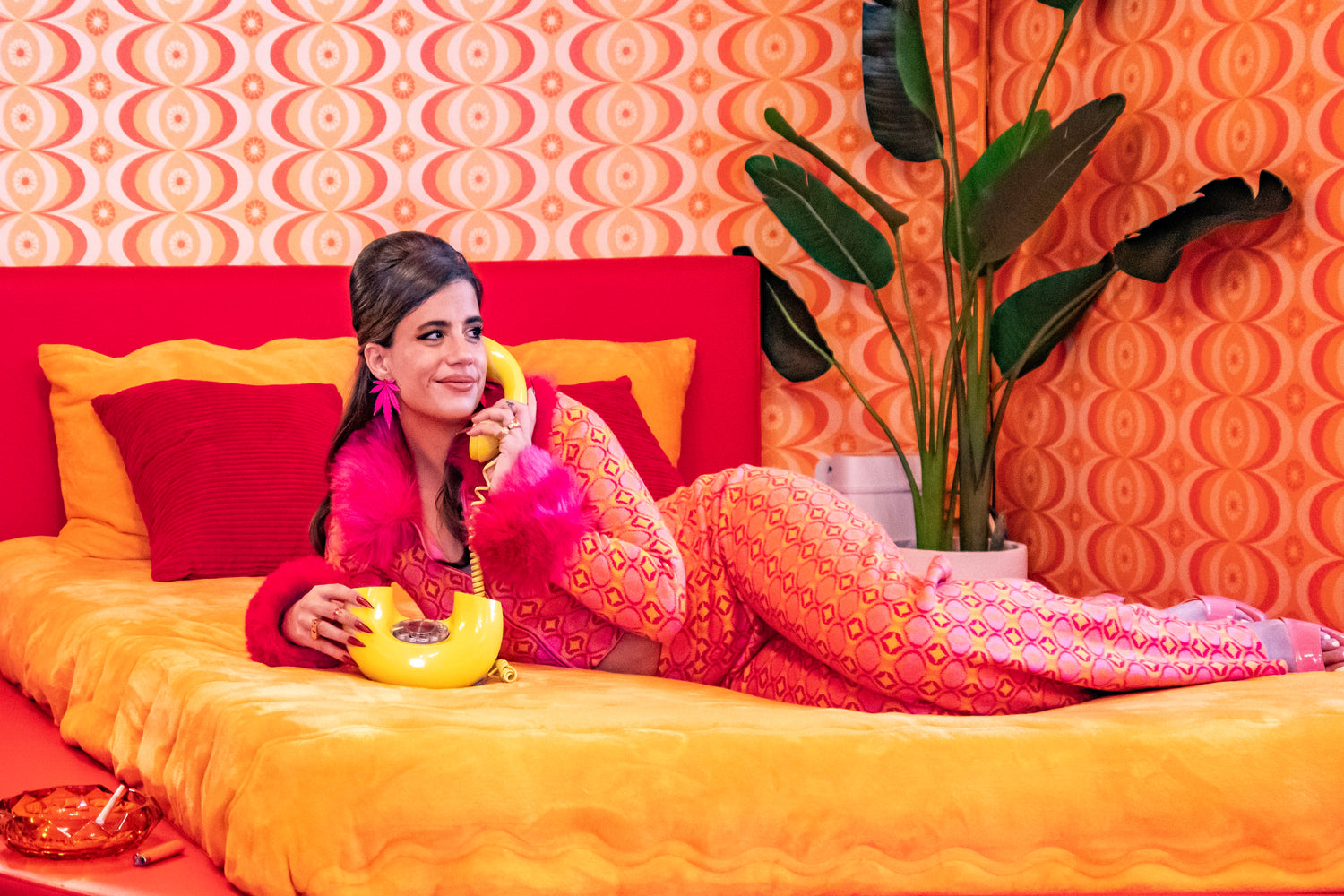 Hot Pink Large Leaf Italian Leather Stud Earrings