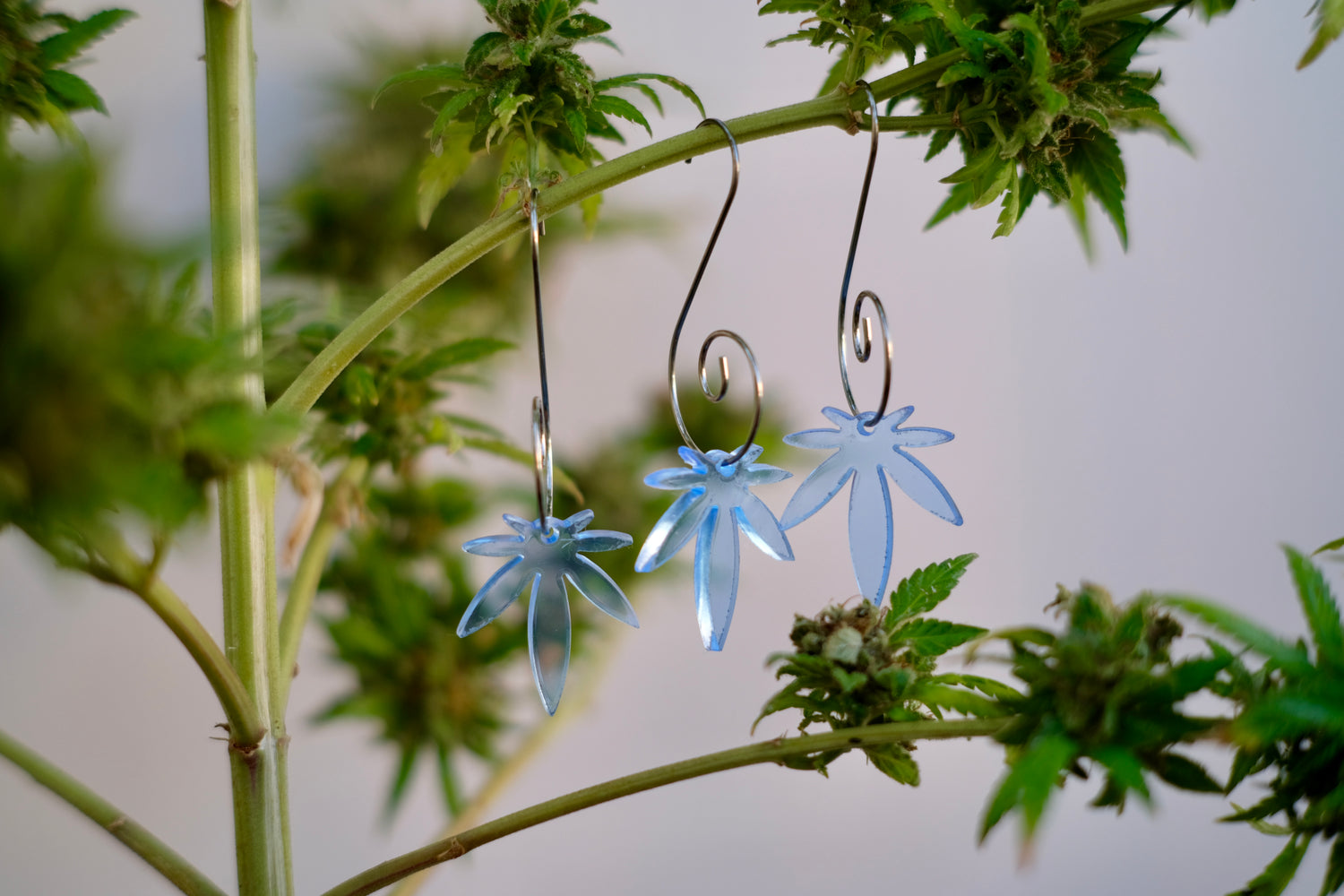 Mini Leaf Acrylic Transparent Blue 3pk