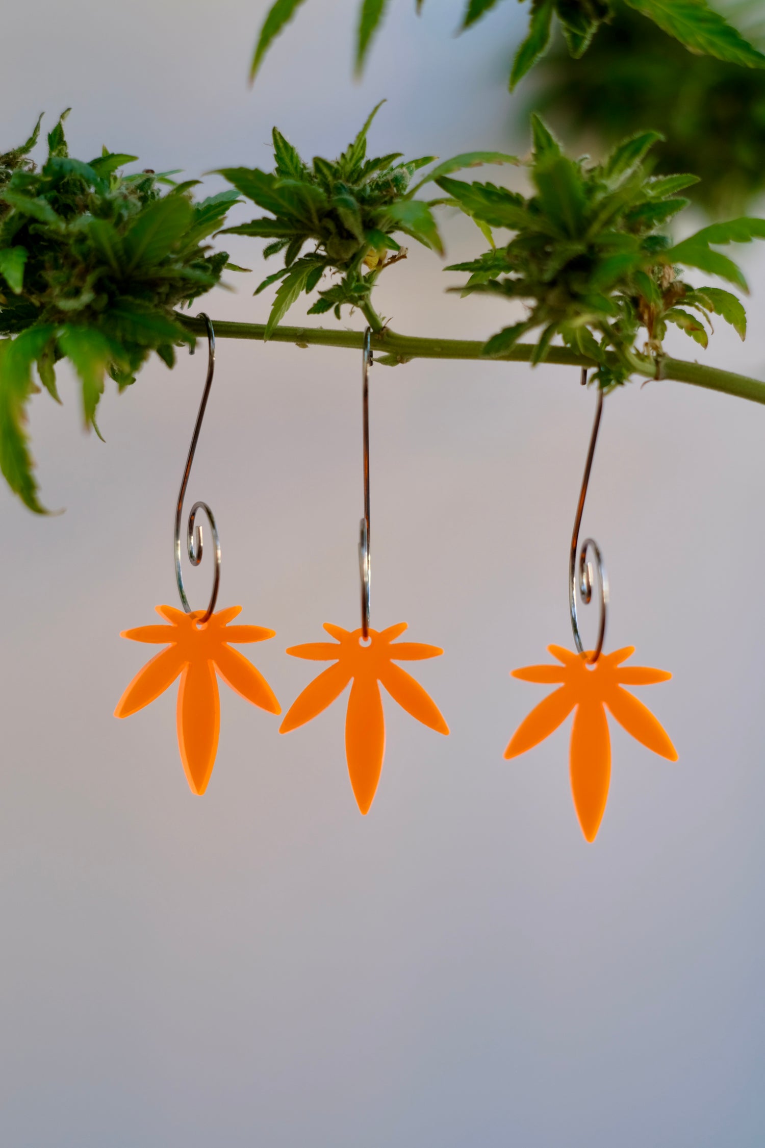 Mini Leaf Acrylic Transparent Orange 3pk