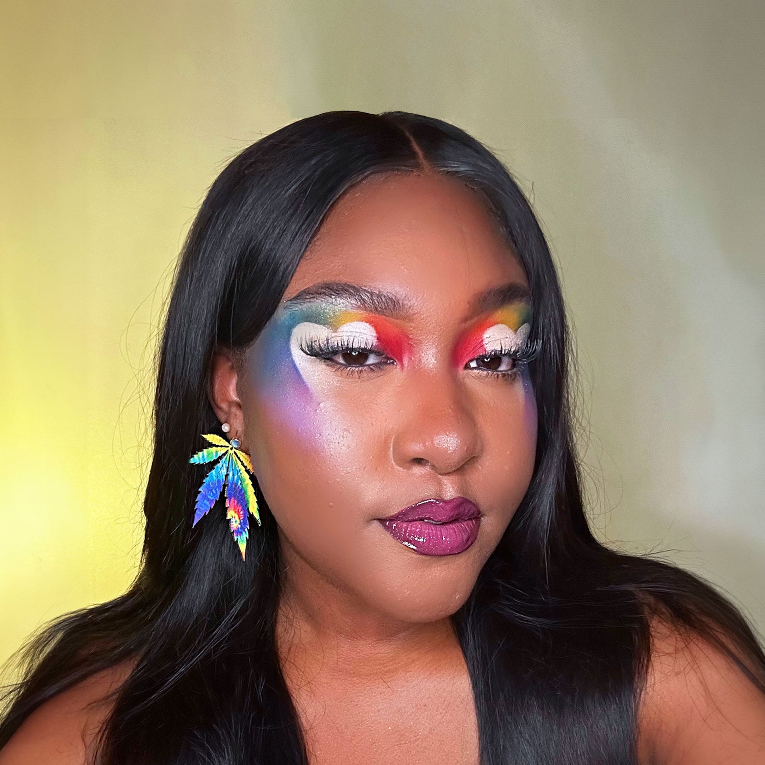 Tie-Dye Rainbow PRIDE Large Leaf Earrings