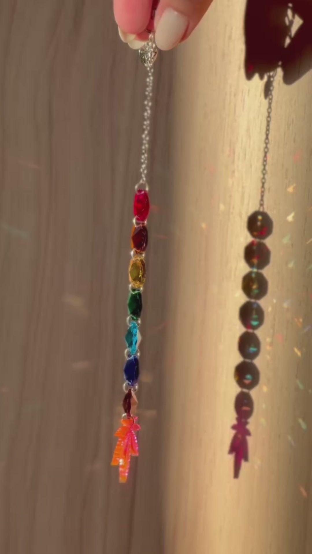 Rainbow Pink Leaf Sun Catcher